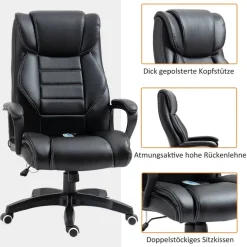 Chefsessel 921-321 schwarz Kunstleder Nylon Kunststoff