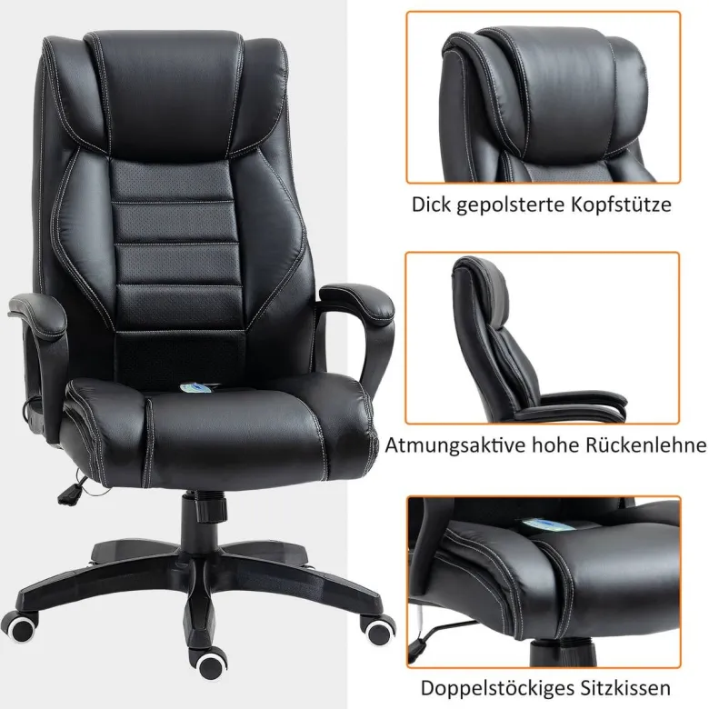 Chefsessel 921-321 schwarz Kunstleder Nylon Kunststoff