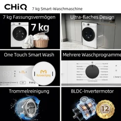 CHiQ Waschmaschine FL70121M3XWGAPO weiß B/H/T: ca. 60x84,7x46,5 cm ca. 70 kg