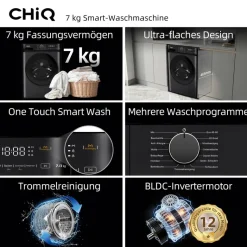 CHiQ Waschmaschine PW73863B schwarz B/H/T: ca. 60x85x46,5 cm ca. 7 kg