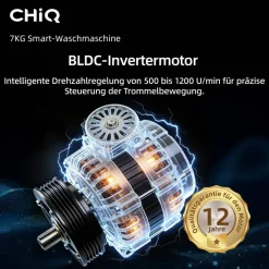 CHiQ Waschmaschine PW73863B schwarz B/H/T: ca. 60x85x46,5 cm ca. 7 kg