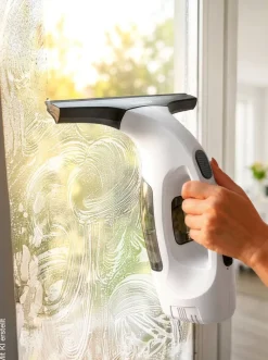 CLEANmaxx Akku-Fensterreiniger weiß Kunststoff B/H/L: ca. 28x14x34 cm