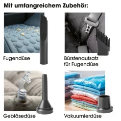 CLEANmaxx Akku-Handstaubsauger blau orange B/H/L: ca. 7x16,5x20 cm
