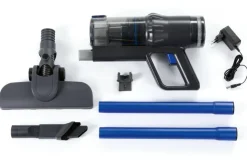 CLEANmaxx Akku-Staubsauger blau grau B/H/L: ca. 18,1x24,5x39,5 cm