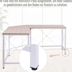 Computertisch 836-122AK natur weiß B/H/L: ca. 150x76x150 cm