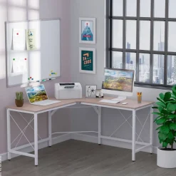 Computertisch 836-122AK natur weiß B/H/L: ca. 150x76x150 cm