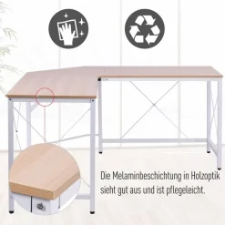 Computertisch 836-122AK natur weiß B/H/L: ca. 150x76x150 cm