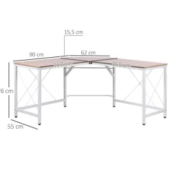 Computertisch 836-122AK natur weiß B/H/L: ca. 150x76x150 cm