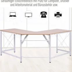 Computertisch 836-122AK natur weiß B/H/L: ca. 150x76x150 cm