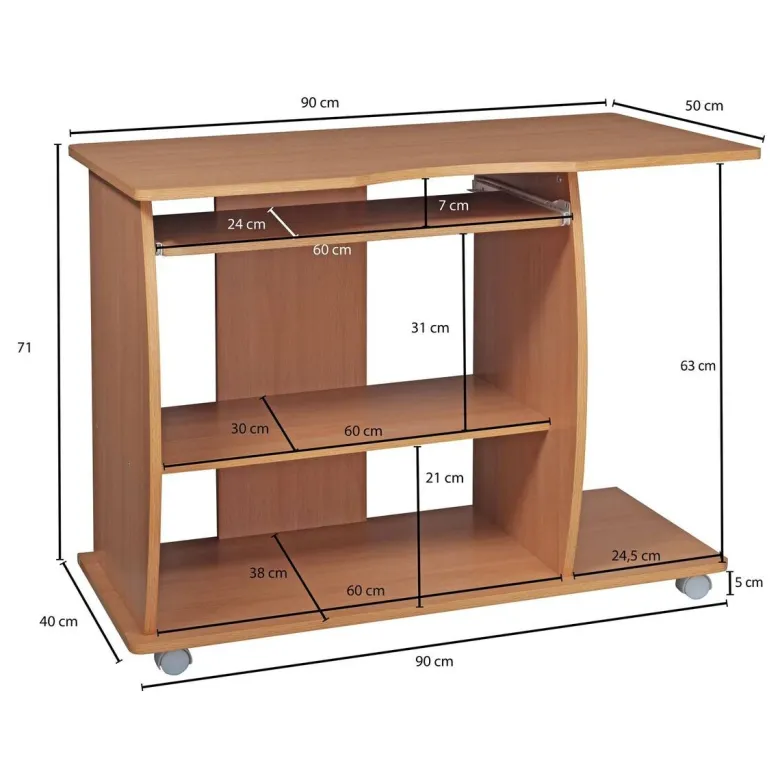 Computertisch buche Nachbildung weiß B/H/T: ca. 90x71x50 cm