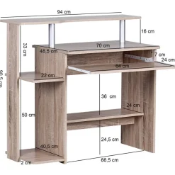 Computertisch Eiche Sonoma Nachbildung B/H/T: ca. 94x90,5x48,5 cm