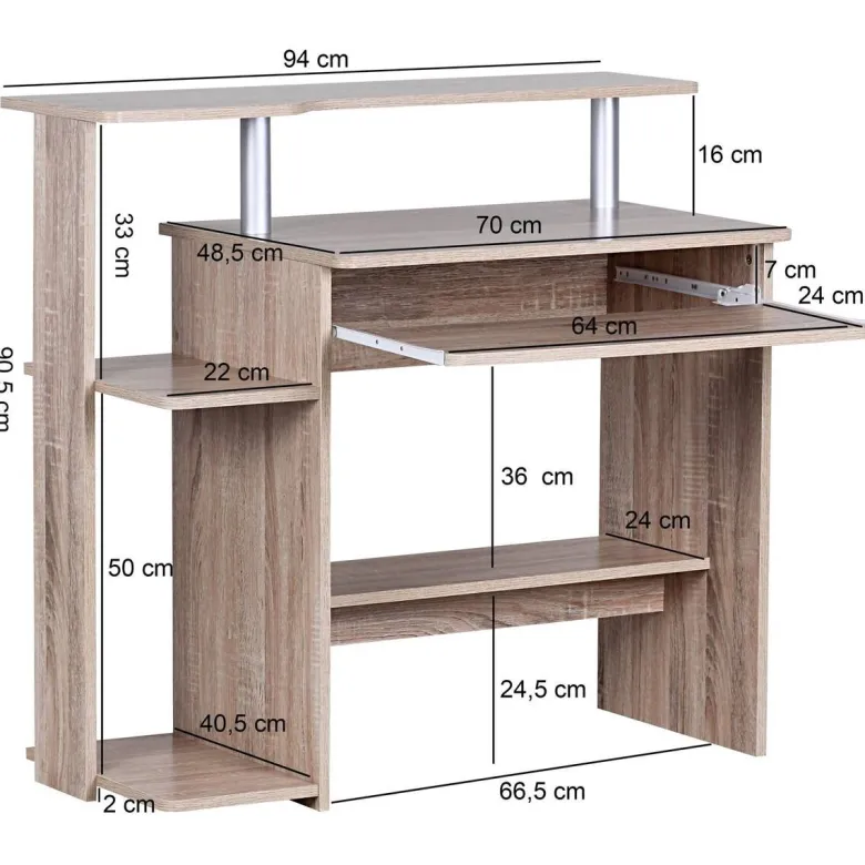Computertisch Eiche Sonoma Nachbildung B/H/T: ca. 94x90,5x48,5 cm