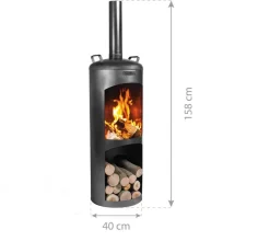 CookKing Gartenofen Faro schwarz Stahl B/H/T: ca. 40x158x40 cm