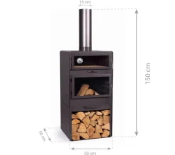 CookKing Terrassenofen Vento Plus schwarz Stahl B/H/L: ca. 50x150x50 cm