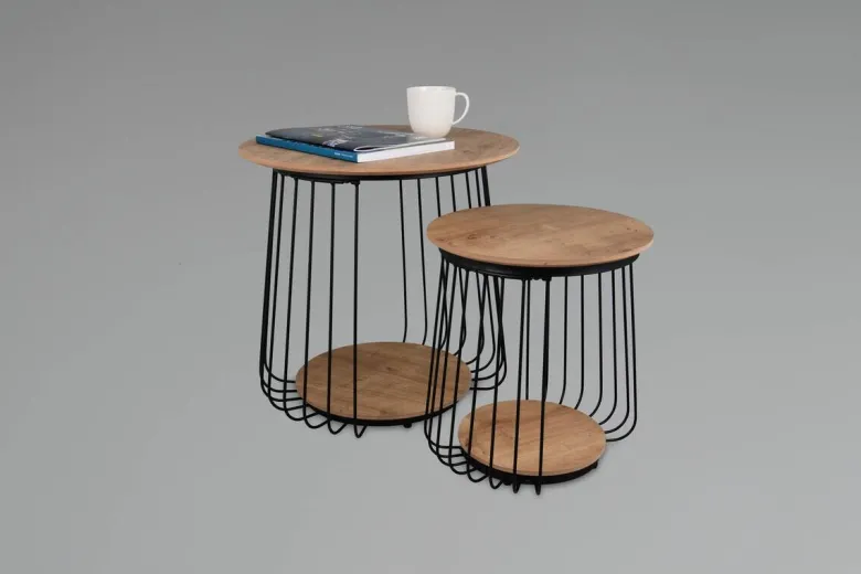 Couchtisch Arkali, 2er-Set Eiche Artisan Nachbildung H/D: ca. 50x50 cm