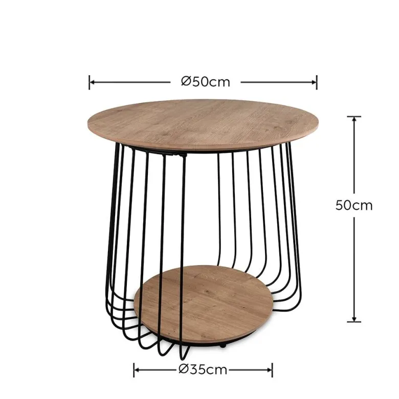 Couchtisch Arkali, 2er-Set Eiche Artisan Nachbildung H/D: ca. 50x50 cm