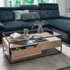 Couchtisch Bozen II glasklar Eiche Sonoma Nachbildung schwarz B/H/T: ca. 110x42x60 cm