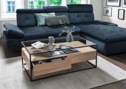 Couchtisch Bozen II glasklar Eiche Sonoma Nachbildung schwarz B/H/T: ca. 110x42x60 cm