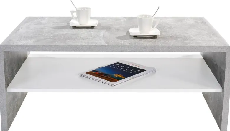 Couchtisch Cala Luna C4T02 Beton Optik Alpinweiß Nachbildung B/H/T: ca. 100x40x59 cm