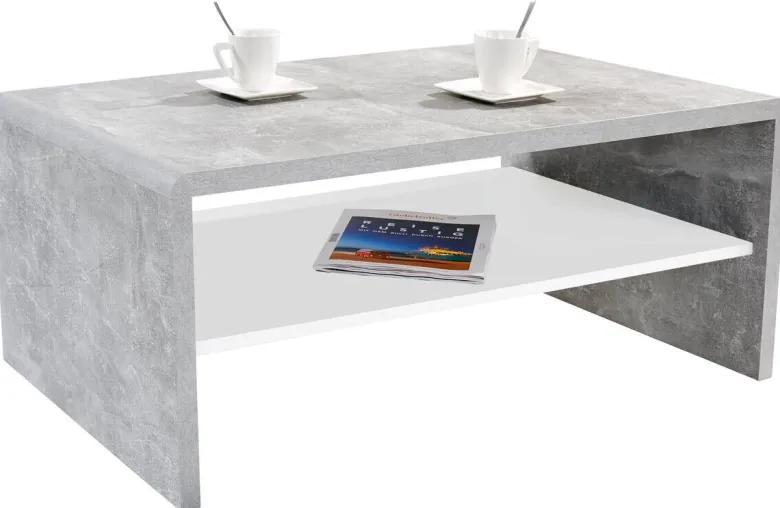 Couchtisch Cala Luna C4T02 Beton Optik Alpinweiß Nachbildung B/H/T: ca. 100x40x59 cm