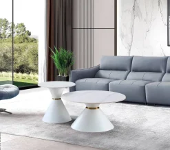 Couchtisch C222W-Twin weiß gold B/H: ca. 80x40 cm