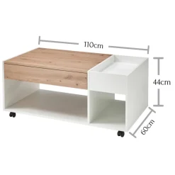 Couchtisch Eiche Artisan Nachbildung weiß B/H/T: ca. 110x44x60 cm
