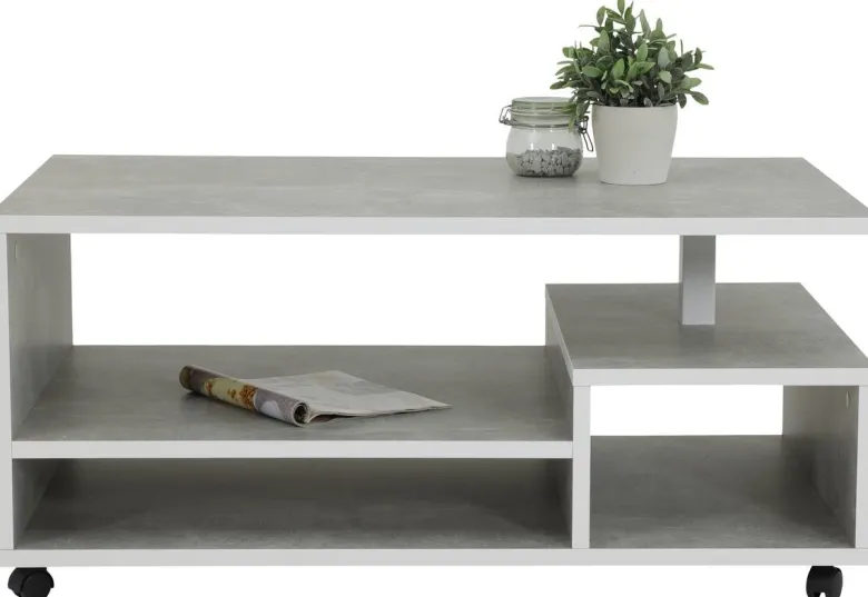 Couchtisch Eike Beton Optik weiß Nachbildung B/H/T: ca. 110x50x68 cm