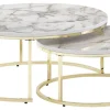Couchtisch 2er-Set weiß Marmor Optik gold lackiert