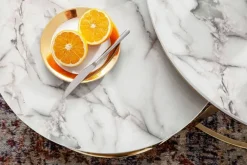 Couchtisch 2er-Set weiß Marmor Optik gold lackiert