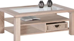 Couchtisch Lazy Eiche Sonoma Nachbildung glasklar B/H/T: ca. 102x43x65,6 cm