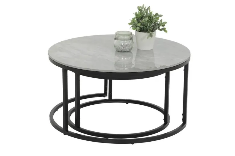 Couchtisch Luis grau Marmor dunkel Hochglanz Optik
