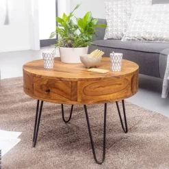 Couchtisch natur schwarz pulverbeschichtet B/H/T: ca. 60x44,5x60 cm