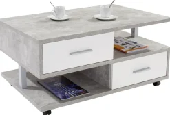 Couchtisch Quattro Beton Optik weiß Nachbildung B/H/T: ca. 105x45x60 cm