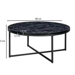 Couchtisch schwarz Marmor Optik schwarz B/H/T: ca. 80x35x80 cm