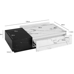Couchtisch schwarz Marmor Optik weiß Marmor Optik B/H/T: ca. 120x28x60 cm
