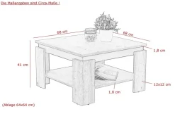 Couchtisch Tim III Eiche anthrazit B/H/T: ca. 68x41x68 cm