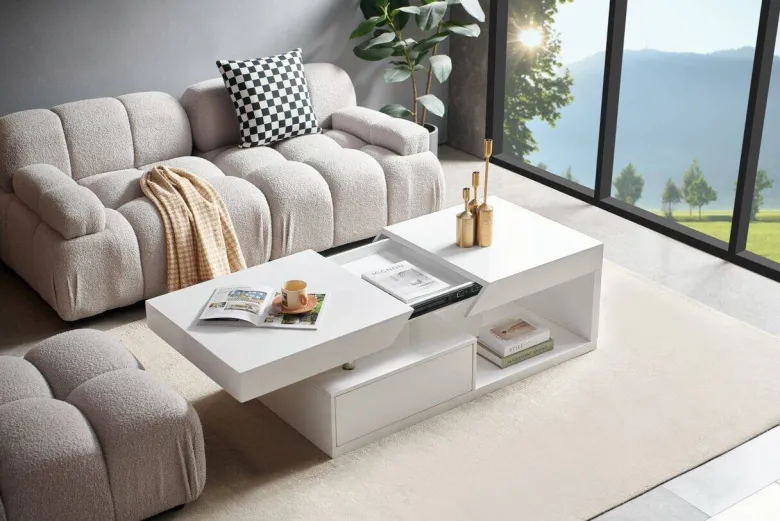 Couchtisch Vega weiß Hochglanz B/H/T: ca. 110x42x60 cm