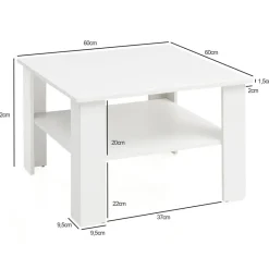 Couchtisch weiß B/H/T: ca. 60x42x60 cm