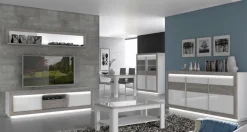 Couchtisch weiß Hochglanz Eiche Nelson Nachbildung B/H/T: ca. 110x45x60 cm