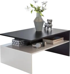 Couchtisch weiß schwarz B/H/T: ca. 90x43x60 cm