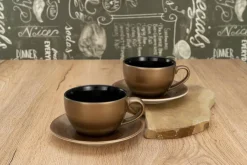 CreaTable Cappucinotassenset Golden Days gold Steinzeug 4 tlg.