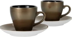 CreaTable Espressotassenset Golden Days gold Steinzeug 4 tlg.