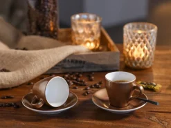 CreaTable Espressotassenset Golden Days gold Steinzeug 4 tlg.
