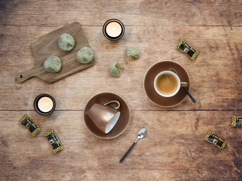 CreaTable Espressotassenset Golden Days gold Steinzeug 4 tlg.