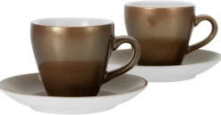 CreaTable Espressotassenset Golden Days gold Steinzeug 4 tlg.