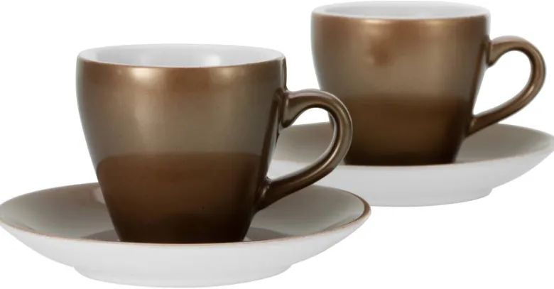 CreaTable Espressotassenset Golden Days gold Steinzeug 4 tlg.
