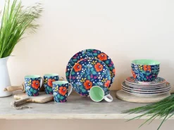 CreaTable Kombiservice Folklore blau Steinzeug 16 tlg.