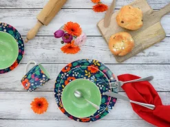 CreaTable Kombiservice Folklore blau Steinzeug 16 tlg.