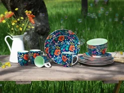 CreaTable Kombiservice Folklore blau Steinzeug 16 tlg.