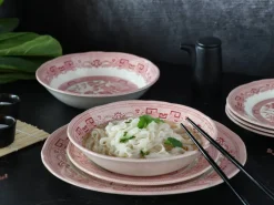 CreaTable Tafelservice China Town rot Steingut 18 tlg.